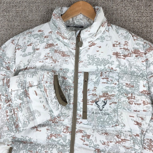 FORLOH Mens ThermoNeutral Down Jacket Snow Camo Full Zip Active‎ Dry Mens Large